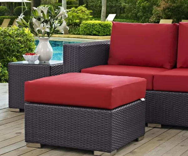 Red Color Seating Cushions With Patio Fabric For Outdoor Area in Dubai